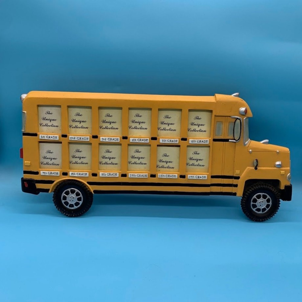 The Unique Collection School Bus Multi Photo Frame 1st-12th Grade Yellow
